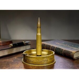Handmade Trench Art Ashtray Brass Good 1944 New Guinea WWII Shell Casing